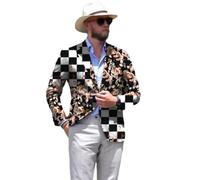ZEMALON Men Suit Men Digital Printing Fashion Suit Jacket Men Banquet Prom Trend Longsleeve Suit Men Youth Classic All-Match Suit B-05 XL
