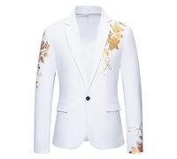 ZEMALON Men Suit Men Slim Fit Lapels Solid Color Suit Jacket Men Business Work Casual Suit Men Youth Classic Fashion Longsleeve Suit A-White XL