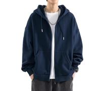 ZEMALON Men Sweatshirt Men Youth Classic All-Match Hoodies Men Casual Fashion Sport Hooded Sweatshirt Men Slim Fit Comfortable Trend Long Sleeve Sweatshirt E-Dark Blue XL