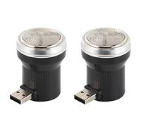 Zemily 2X Afeitadora Eléctrica Mini Afeitadora Portátil USB Batería Incorporada Viaje Al Libre Recortador de Barba Maquinilla de Afeitar para Hombres