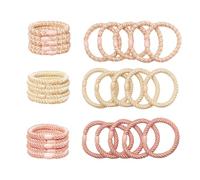 ZEMINRI 15 Piezas Gomas Pelo Tejido Duradero para Todo Tipo de Peinados Scrunchies Pelo Sin Daños para Cualquier Ocasión Moda Tejido Hair Scrunchies para Niñas y Mujeres (Beige & Rosa)