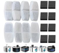 Zemiu Filtro de Fuente de Agua 16 unidades - Compatible con Bebedero Gatos de 3,2 L, 2,6 L, 2,5 L y 2,2 L, Triple Filtración, Espuma de Carbón Activado Premium,Filtro Universal