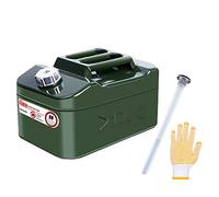 Zemoeng Jerry Can - Bote de gasolina (metal, 10 L, con boquilla flexible, aprobado por la ONU, para gasolina, diésel y otros productos peligrosos, color verde