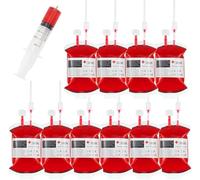 Zempertoopa Bolsa de Sangre para Bebidas, 10 Pcs Bolsas de Sangre para Vasos para Beber de Halloween, Tazas de Fiesta de Halloween, Recipiente de Bebida, contenedor de Bebidas con Clips de jeringa