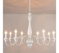 ZemSum Candelabro de campo francés, candelabros de granja con 8 luces para comedor, candelabro blanco envejecido, candelabro de vela rústica para sala de estar, dormitorio, cocina