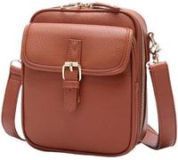 zemua Bolso cruzado vintage para mujer con 10 ranuras para tarjetas, cremallera antirrobo, correa ajustable, cuero sintético de primera calidad, para uso diario y viajes, c, 1