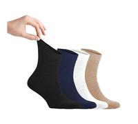 Zemy® Calcetines sueltos para diabéticos para hombre, 4 pares de calcetines de tobillo para neuropatía, material de bambú súper suave y ecológico, duraderos, con puntera sin costuras y parte superior