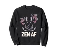 Zen AF Gato meditando Postura de Yoga Pez koi Espiritual Sudadera