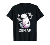 Zen AF Meditación Carpincho Postura de Yoga Espiritual Koi Camiseta