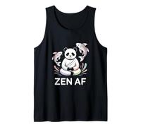Zen AF Panda meditando Pose de Yoga Espiritual Pez Koi Camiseta sin Mangas