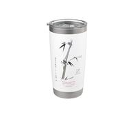 Zen Bamboo Sumi-e Suibokuga Arte Tinta Haiku Japonés Vaso térmico de acero inoxidable de doble pared