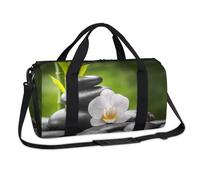 Zen - Bolsa deportiva de bambú con orquídea basáltica y basalto, bolsa de lona para fin de semana, bolsa de viaje informal, para viajes, gimnasio, equipaje, para niños, niñas, niños, mujeres y hombres