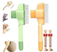 Zen-Brush - Cepillo para gatos Zenbrush para gatos, cepillo de aseo autolimpiante para mascotas, cepillos de aseo multifunción para perros y gatos, con botón de liberación y dientes de metal de acero