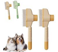 Zen Brush for Cats, Avatore Zenbrush Cat Comb, Self-cleaning Pet Flea Comb Grooming Brushs, 2025 Pet Hair Removal Combs, for Massaging and Cleaning Shedding Pets Hair (Yellow*2)