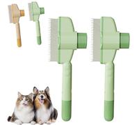Zen Brush for Cats, Avatore Zenbrush Cat Comb, Self-cleaning Pet Flea Comb Grooming Brushs, 2025 Pet Hair Removal Combs, for Massaging and Cleaning Shedding Pets Hair (Green*2)