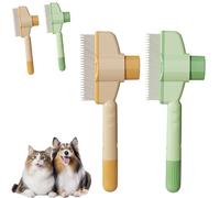 Zen Brush for Cats, Avatore Zenbrush Cat Comb, Self-cleaning Pet Flea Comb Grooming Brushs, 2025 Pet Hair Removal Combs, for Massaging and Cleaning Shedding Pets Hair (Yellow+Green)