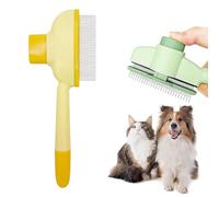 Zen Brush For Cats, Cat Brush for Shedding, Flea Comb, Self Cleaning PetComb GroomingBrush, Pet Grooming for Massaging and Cleaning Shedding Hair (Yellow)