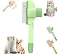 Zen Brush for Cats, Pet Stainless Steel Comb, for Cat and Dog Flea Treatment,New Brush with Release Button, Removing Matted Fur, Pet Grooming for Massaging Cleaning Hair (Green)