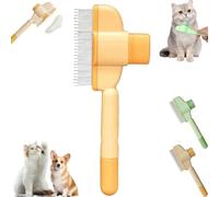 Zen Brush for Cats, Pet Stainless Steel Comb, for Cat and Dog Flea Treatment,New Brush with Release Button, Removing Matted Fur, Pet Grooming for Massaging Cleaning Hair (Yellow)