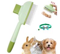 Zen Brush For Cats, Zenbrush Cat Comb - Removes Fur & Relieves Pain, Self-Cleaning Pet Comb Grooming Brush with Release Button, Ultra-Soft Comfort Tips, for Short&Long Pet Tangles Shedding (1-Green)