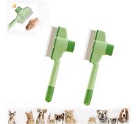 Zen Brush para gatos, peine Zenbrush para gatos, peine antipulgas para gatos, eliminación de pelo y perros con botón de liberación (verde y verde)