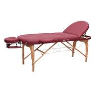 Zen - Camilla Masaje Plegable móvil Rondavista 2 Deluxe Altura Regulable - Camilla estetica Madera Maciza, reposacabezas de Aluminio, Respaldo Regulable y reposabrazos acoplables Borgoña