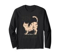 Zen Cat Dad Happy Feline estirando dueño de Mascota Manga Larga