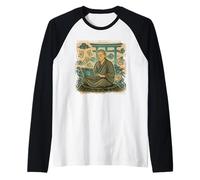 Zen Coder Monk Ukiyo-e Programador Pacífico Arte Camiseta Manga Raglan