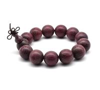 Zen Dear Pulsera unisex de cuentas de madera violeta natural Japa Mala, collar tibetano budista de 18 mm, 13 cuentas