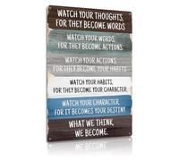 Zen Decor Metal Sign Mindfulness Quote Watch Your Thoughts Wall-Art for Room Study Office Calm Space 8 X 12 inch