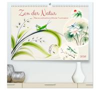 Zen der Natur - Pflanzen und Insekten im Stile der Tuschmalerei (hochwertiger Premium Wandkalender 2026 DIN A2 quer), Kunstdruck in Hochglanz: Insekten und Pflanzen in der KI-Kunst des Fernen Ostens