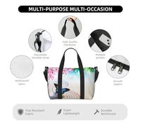 Zen Design - Bolsa de viaje con estampado de mariposas, bolsa de viaje para artículos personales, para viajes, gimnasio, deportes, fin de semana, Black, Talla única