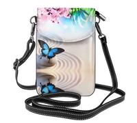 Zen Design - Bolso cruzado de piel con estampado de mariposas para teléfono, mini bolso cruzado para mujer, tarjetero multifuncional y cartera