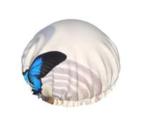 Zen Design - Gorro de ducha con estampado de mariposa para mujer, grande, lavable, banda elástica para el cabello, gorro de ducha