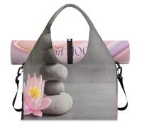 Zen Flower - Bolsa de lona deportiva japonesa para mujeres y hombres, bolsa de fin de semana japonesa con compartimento para zapatos, bolsa de hombro para yoga, gimnasio, viajes, color, L, Organizador