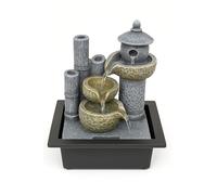 Zen - Fuente de agua de mesa con luz LED y enchufe, 30 cm, estilo pagoda japonesa, fuente de agua para interiores, cuencos en cascada para meditación en casa, oficina, escritorio, meditación, 18 x 22