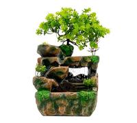 Zen Fuente de Mesa con Luz LED Feng Shui Cascada Interior Fuente de Resina Relajante Decoración de Habitación para Salón Oficina H 30cm