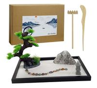 Zen Garden de 12x8 Pulgadas, Juego de Regalo de Jardín Japonés, Jardín Zen, Mini Jardín Zen Meditation Rock and Sand Garden, Zen Garden Kit de Jardín, Decoración de Sala de Meditación para el Hogar
