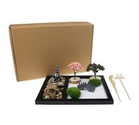 Zen Garden Sand Garden Kit Zen Sand Tray Mini para Escritorio con rastrillos, Figuras de Buda y Accesorios Meditación Decoración de Oficina Estilo 1
