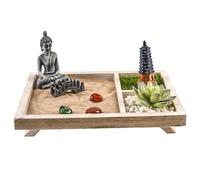 Zen Garden Sand Garden Kit Zen Sand Tray Mini para Escritorio con rastrillos, Figuras de Buda y Accesorios Meditación Decoración de Oficina Estilo 2
