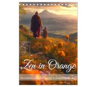 Zen in Orange (Desk Calendar 2027 DIN A5 portrait), CALVENDO 12 Month DeskCalendar: Accompanying buddhist monks in their meditative life for a year