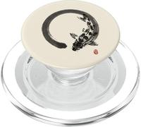 Zen Koi Fish in Enso Circle Arte de Tinta Japonesa Estilo Gyotaku PopSockets PopGrip para MagSafe
