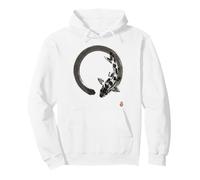 Zen Koi Fish in Enso Circle Arte de Tinta Japonesa Estilo Gyotaku Sudadera con Capucha