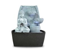 Zen Luz de la Pared Interior Fuente de Meditación de Buda de Piedra Gris/Negro de 20 x 15 x 24 cm