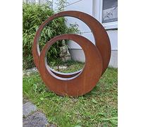 Zen Man Figura de jardín oxidado, enchufe de jardín, placa de hierro oxidado Plus material de acero inoxidable, juego de dos, 75 x 5 y 55 x 5 cm, 032127-1,-2