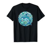 Zen Mandala Turquesa Delfín Azul Camiseta