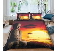 Zen meditation scene Funda Edredon Microfibra Suave 3 Piezas Compuesto Estampado 3D Zen meditation escena Funda de Edredón con Funda de Almohada Suave Antialérgica for niña Single（135x200cm）