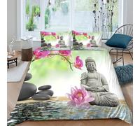 Zen meditation style Funda Edredon Microfibra Suave Juego de 3 Piezas Estampado 3D Zen meditation estilo Funda de Edredón con Funda de Almohada Transpirable for Ancianos Super king（260x220cm）