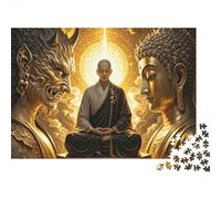 Zen Monk Puzzle 1000 Piezass Reciclado Material Buddha and Demon Puzzles for Niño y Niña Ages 6 Years Up Educativo Game Challenge Parent Niño Toy 52x38cm/1000pcs