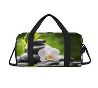 Zen Orchid - Bolsa deportiva de bambú con compartimento para zapatos, bolsa de fin de semana japonesa Zen para viajes, gimnasio, organizador de equipaje para mujeres, hombres, niños y niñas